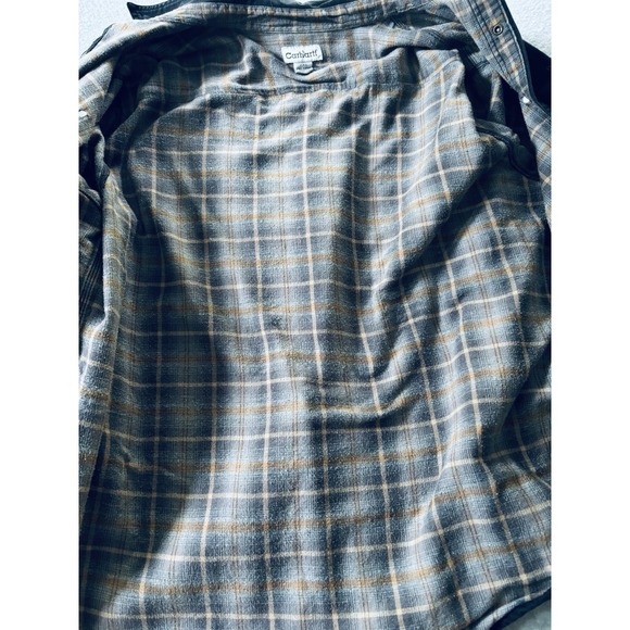Carhartt S296 BLK Canvas Flannel Lined Snap Shirt Jacket‎ Black  2XL Distressed - Picture 5 of 8